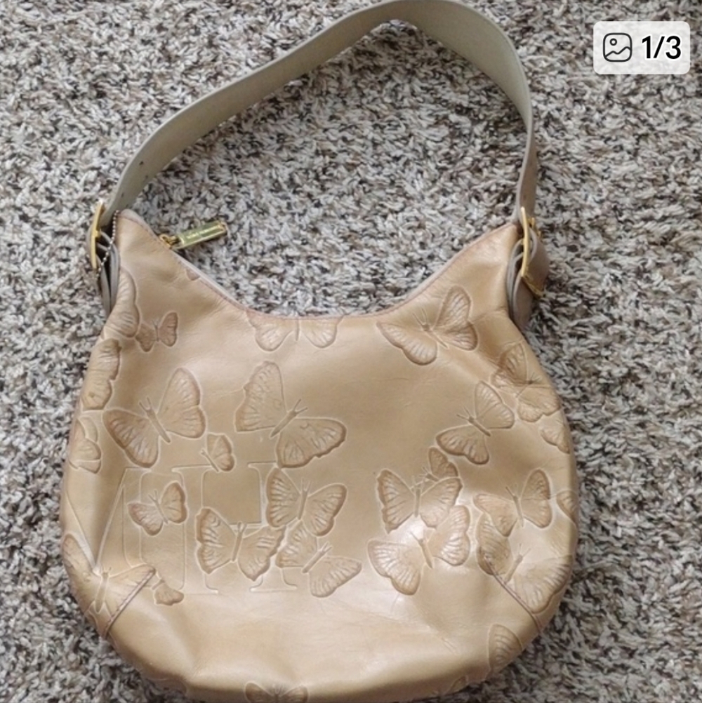 Elegant Tan Butterfly Leather Hobo Bag